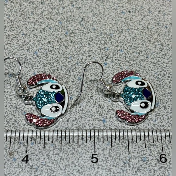 2/20 Hand Crafted Blue and Pink Earrings - Picture 4 of 4